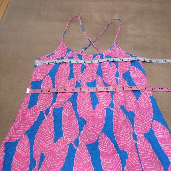 Vineyard Vines, Blue, Pink & White Palm Leaf Pattern Maxi Dress, Sleeveless - Picture 5 of 13